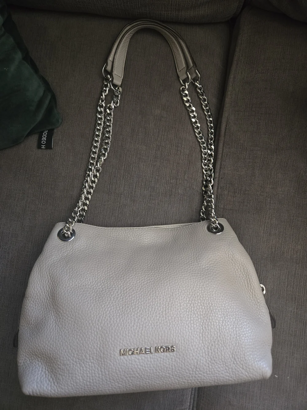 Michael Kors Pebbled Leather Shoulder Bag in Light Gray